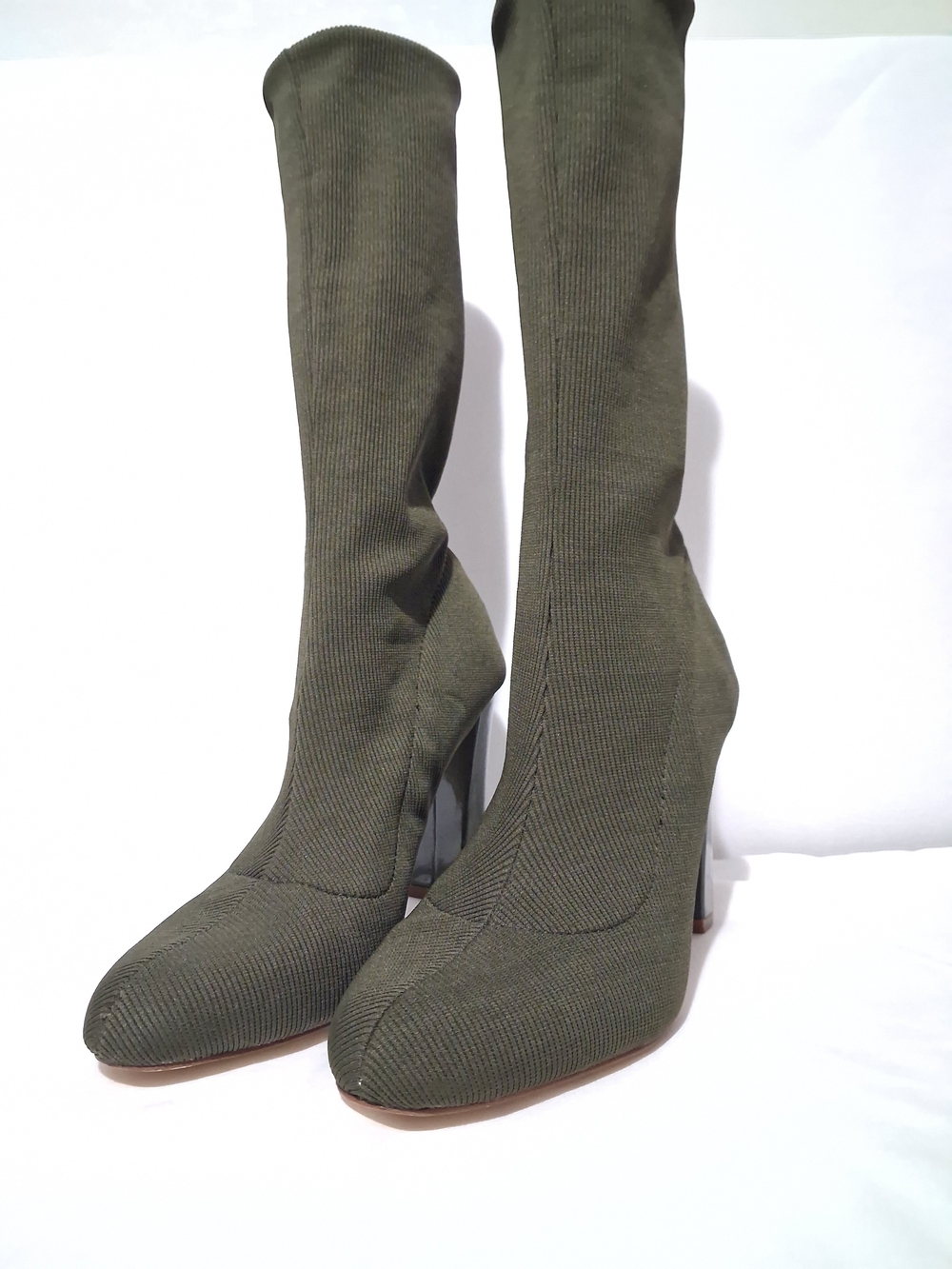 Madden Girl Olive Green Stretch Sock Boots Mid Calf Women's Size7.5